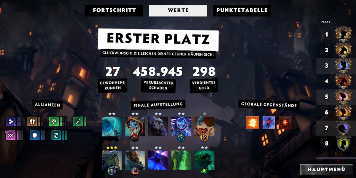 Did it... #DotaUnderlords - didn't expect to win vs all those 3* in 2nd place, it all came down to the last showdown :]