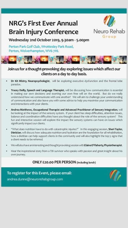 An exciting day to be hadfor all those interested in neuro rehab. A great clinical line up of speakers will get our neurones firing 👍🏼😃 a few places left ... don’t miss out register today! 😁