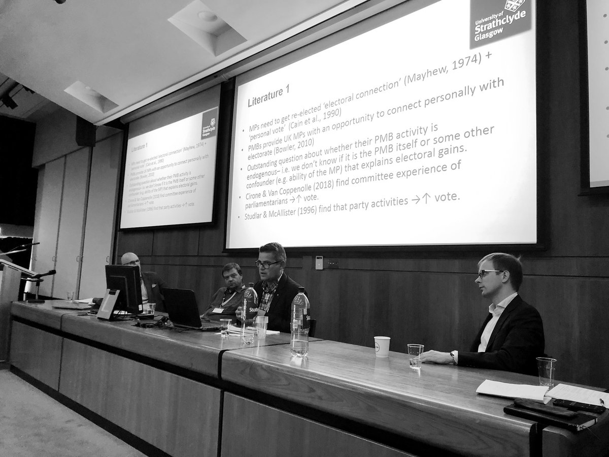 stuartgmcintyre's tweet photo. @shephard_mark presenting our joint paper at @psaepop #epop2019 on #PMBs and electoral returns... @UniStrathclyde https://t.co/r96eDcXQvs