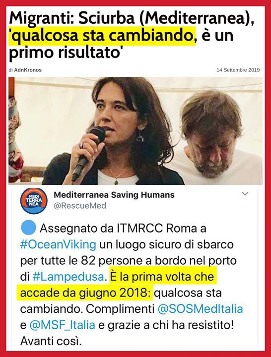 🔴La nave Ong dei centri sociali FESTEGGIA lo sbarco facile: “È la prima volta che accade da giugno 2018”. Cioè, guarda caso, da quando avevo iniziato il mio lavoro da ministro dell’Interno.
