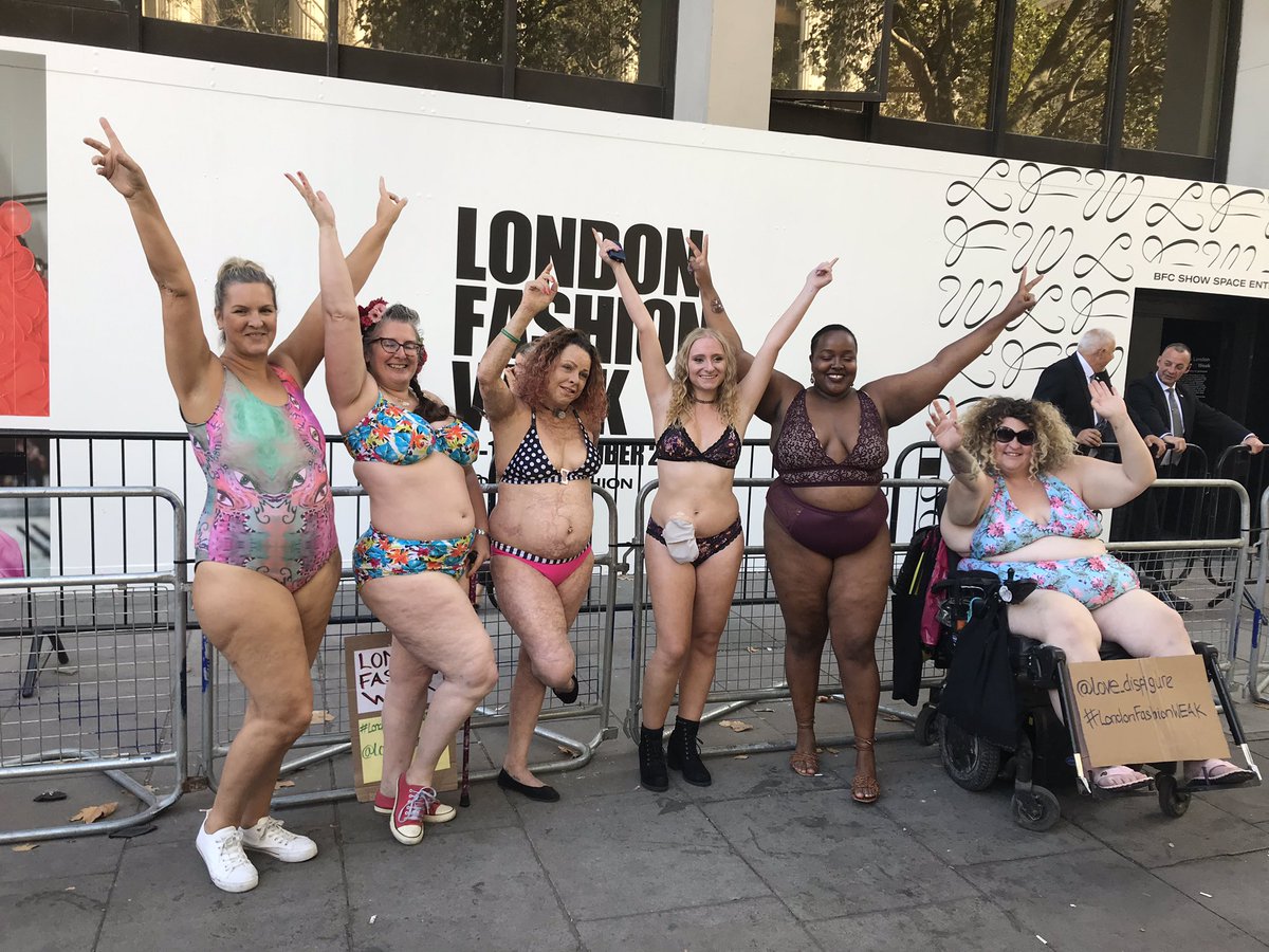 LoveDisfigure's tweet photo. We only went and done it!! Love Disfigure took a team of ladies calling Designers to become more Diverse &amp; Inclusive on our Runways #LondonFashionWeek2019 #LondonFashionWEAK #DiversityandInclusion  @HuffPost @bbcworldservice @BootsUK @niveauk @StaceySolomon @iamkhrystyana https://t.co/wF2LJyU1aq