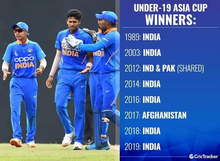 This is India's seventh U19 Asia Cup title win.❤️❤️❤️✌️✌️🇮🇳Salute n Congrats 🙏🇮🇳❤️
Under 19 एशिया कप में भारत की शानदार विजय पर देशभर को बधाई 🇮🇳👍
“उम्र कोई हो अव्वल हम हैं ,एकबार फिर जतलाया ,
सिंह शावकों ने दुनिया को ,भारत का दम दिखलाया...!” 🇮🇳❤️👍 #Under19AsiaCup