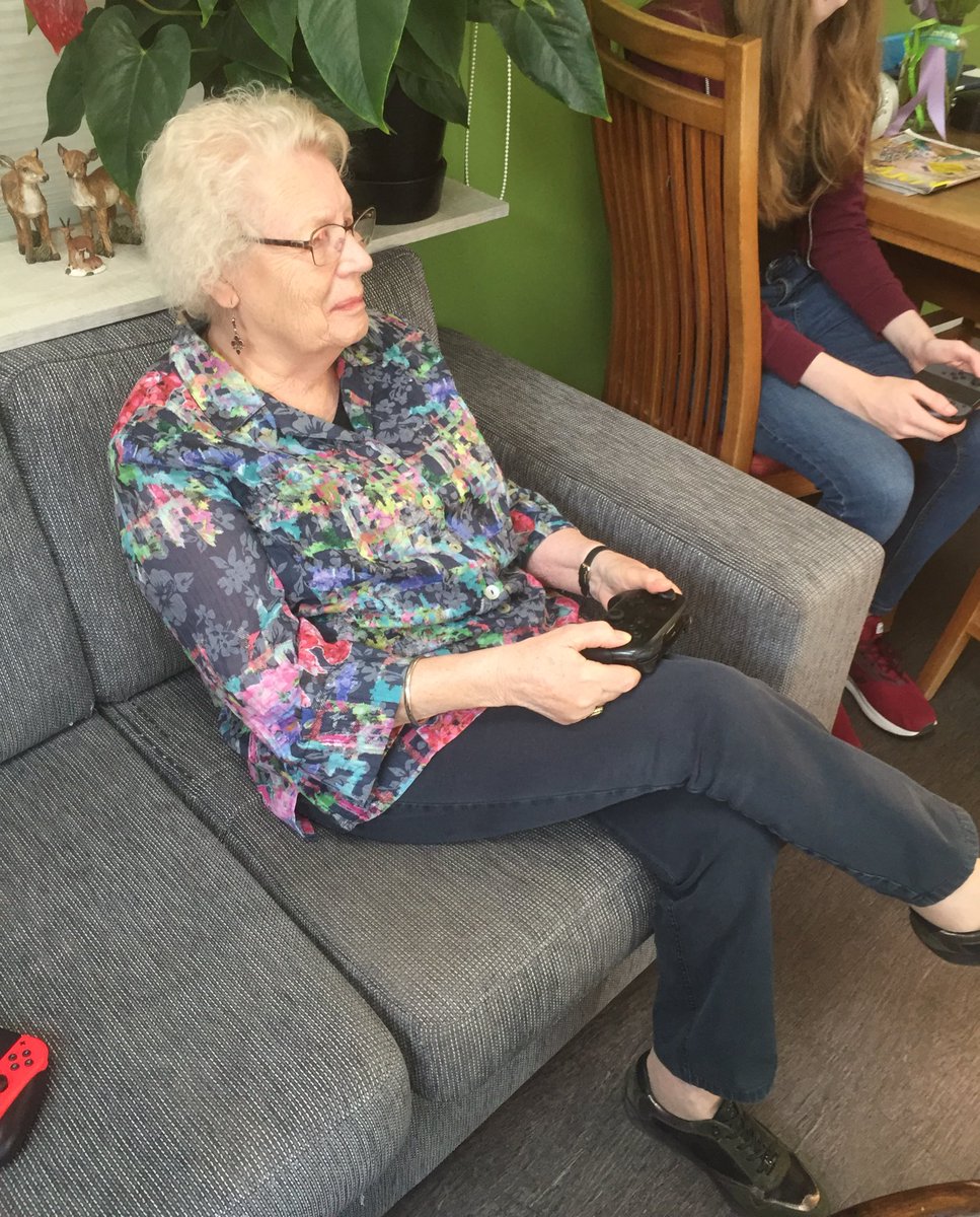 After seeing someone play Mario Kart at #BSG2019 my grandmother (90 yo) decided she wanted to try it sometime. Today she played the game for the first time. Just goes to show you’re never too old to try something new. Proud of you grandma!