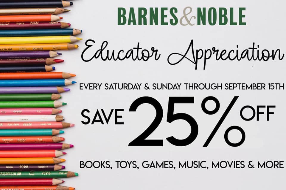 Last weekend #educatorappreciation most items in store 25% Off, 10% off all cafe purchases
