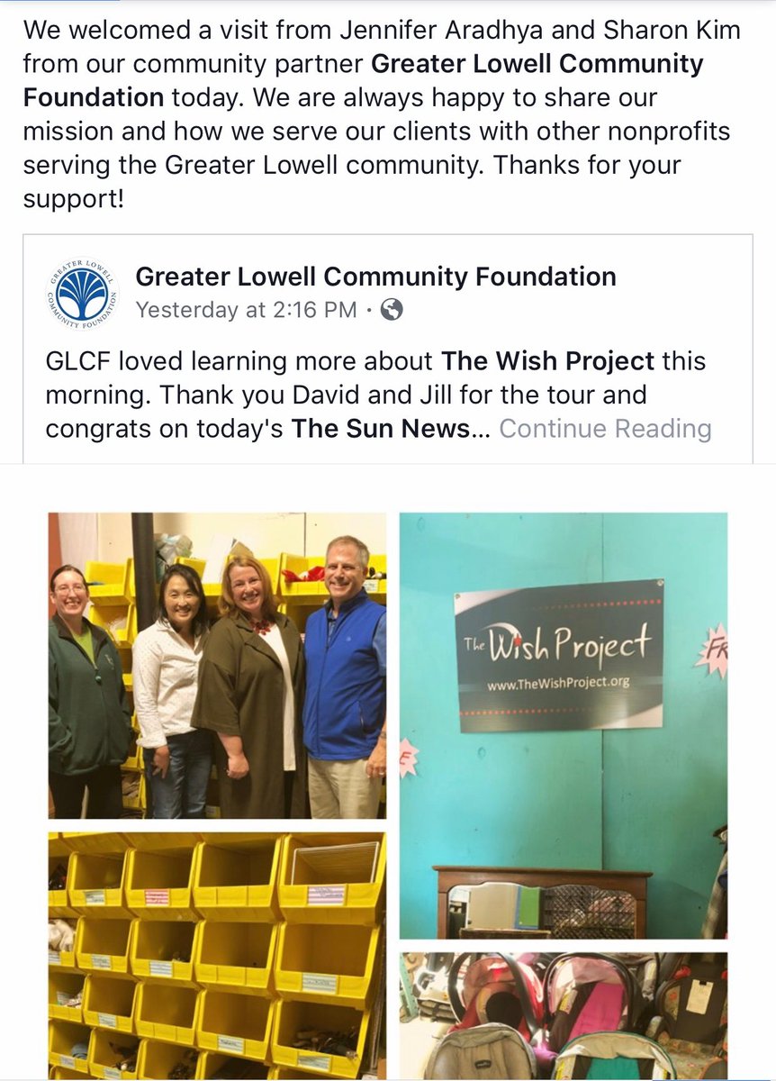 WishProject's tweet photo. We welcomed Jennifer Aradhya and Sharon Kim from our community partner @glcfoundation today. We are always happy to share our mission and how we serve our clients with other nonprofits serving the Greater Lowell community. Thanks for your support! #thewishproject #glcfoundation https://t.co/GBzaYu3DyA