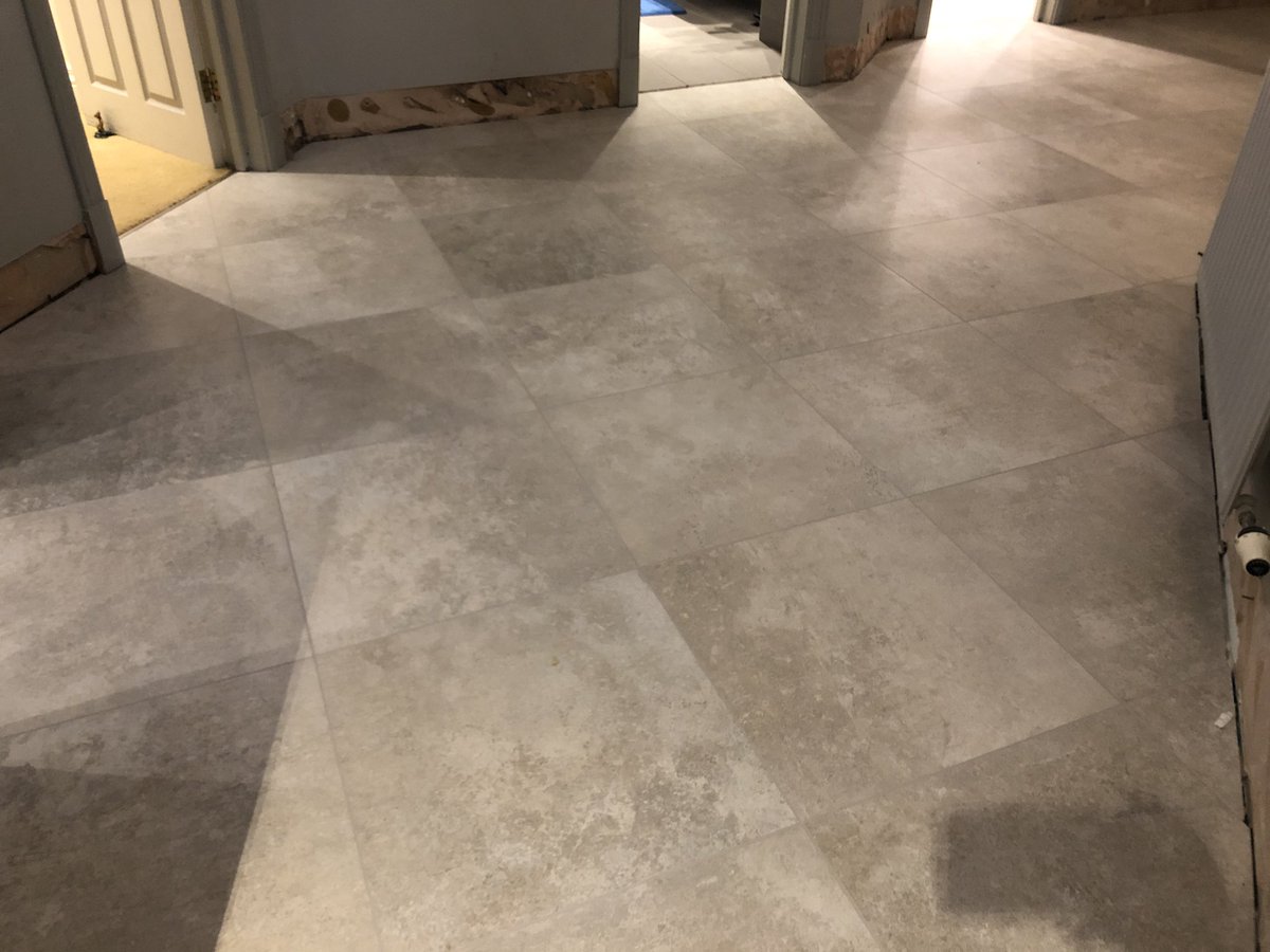 Not the best lighting down in the basement. Hall floor with 4 bedrooms, family bathroom, utility and kids playroom all coming off it. <a href="/kerakoll/">Barok</a> Revolution, Green Pro matting, Bio Gel and Fugalite Bio 2 epoxy grout to finish. Now onto the upstairs floor!!