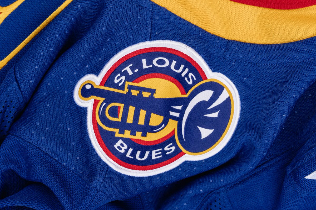 NHL's tweet photo. Hull. MacInnis. Pronger. 

The @StLouisBlues are honoring their past with these @adidashockey retro jerseys! 🎺 https://t.co/DzHmyQH2aw