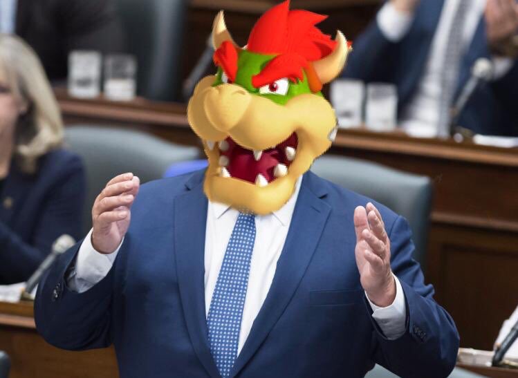 Bowser in the debating chamber when he served as the Premier of Ontario, Canada (2010-2016) He immigrated to Canada in 1999 after being deported from the Mushroom Kingdom for organising several rebellions against the monarchal regime and a plumber.