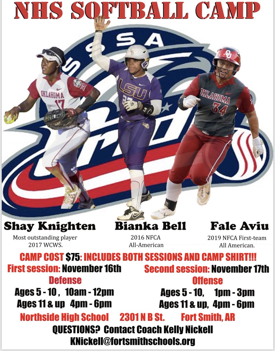 Excited to have Bianka Bell back. This time she brings her friends! Please welcome Bianka Bell, Shay Knighten, and Fale Aviu this November 16-17. Email knickell@fortsmithschools.org for reg forms! You won’t wanna miss it‼️🖤❤️🥎🐻<a href="/bee_bellz/">BB.NATIONS☄💖</a> @fale_aviu