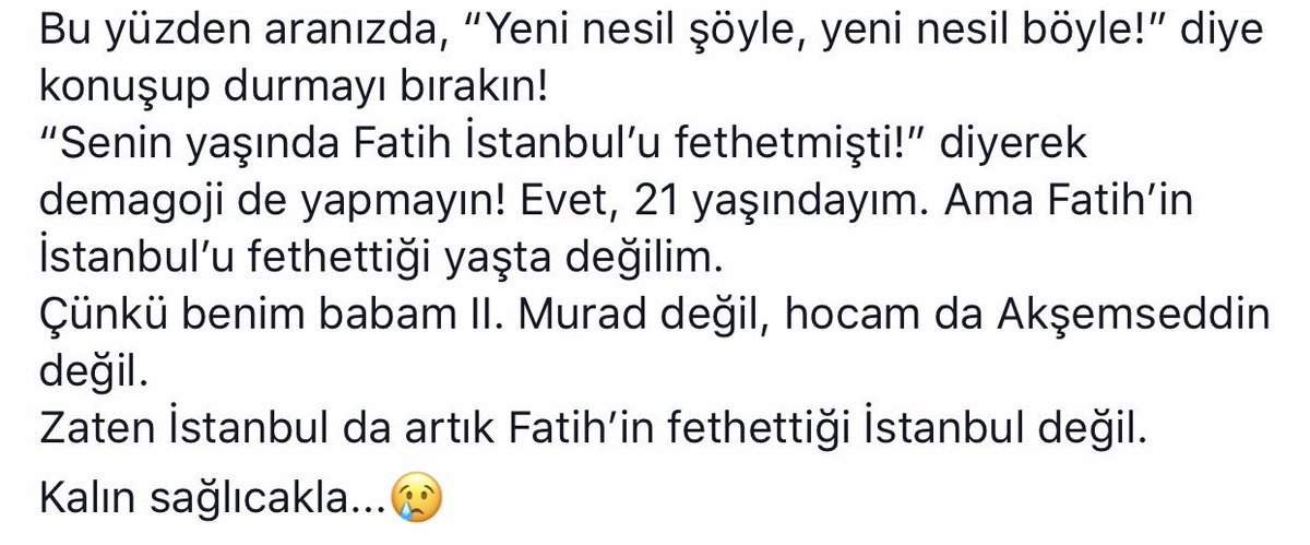 Gençlik nereye gidiyor? 
 21 yaşında bir genç cevap vermiş..
Buyurun👇