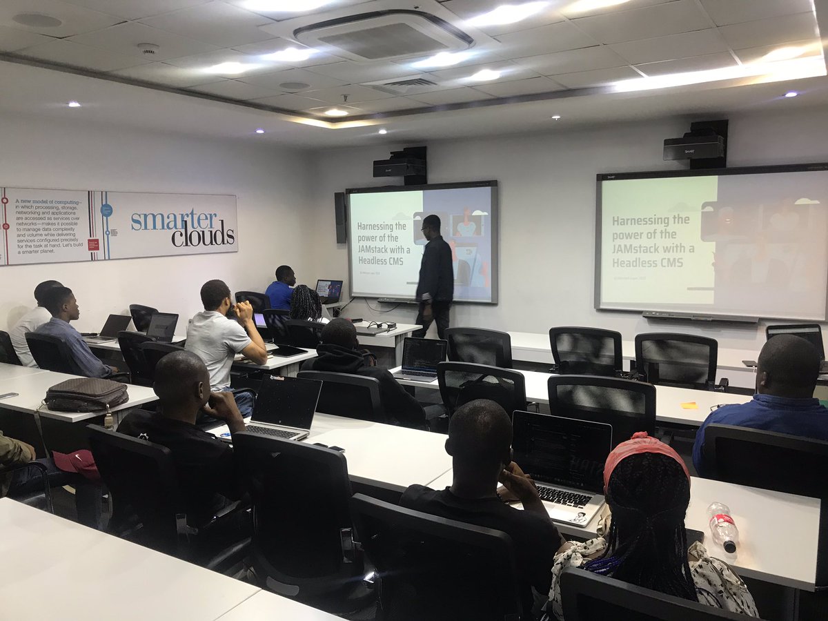 lauragift_'s tweet photo. Bolaji @iambolajiayo giving his talk on Harnessing the power of #JAMstack with Headless CMS. 🔥🔥
@JAMstackLagos #JAMstackLagos https://t.co/5XhwLiXJDb