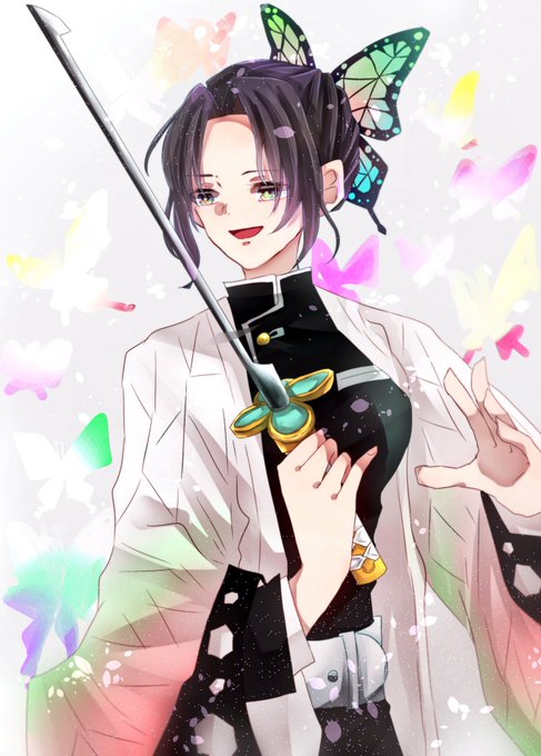 どろさんがTwitterに投稿した胡蝶しのぶ(鬼滅の刃)のイラスト。