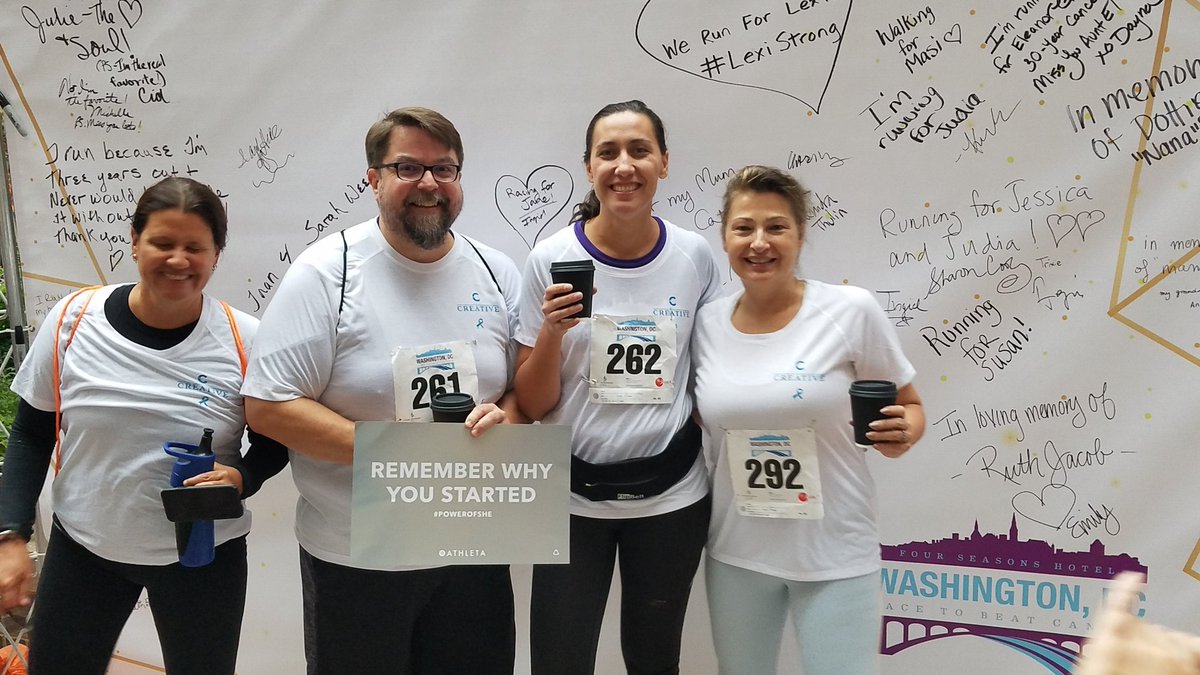 1977Creative's tweet photo. #WhyIRun? To find a cure for the people we love and so many more reasons! We are #CreativeStrong @racetobeatcancer5k @FSWashington https://t.co/hZmCPz8pX2