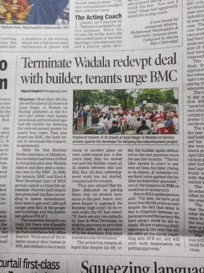 AzadNagarWadala's tweet photo. Snapshot of Article in Times Of India @TOIMumbai @TOIIndiaNews 
@narendramodi @AmitShah @Dev_Fadnavis @mybmc 
#SaveWadalaAzadNagar #1500HomelessTenants https://t.co/pdaMxi2KPd