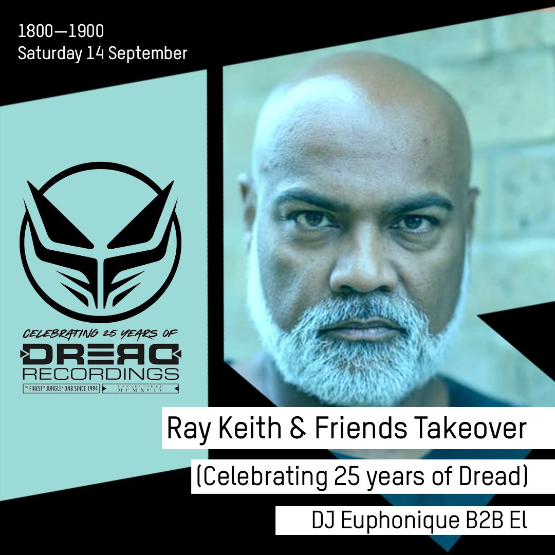 RinseFM's tweet photo. Kicking off the @RAYKEITH1 #DreadTakeover, celebrating 25 Years of #DreadRecordings is @DjEuphonique B2B #El
On https://t.co/Q0ed1ktSEG & 106.8FM #RinseFM https://t.co/IBOdkepSGg