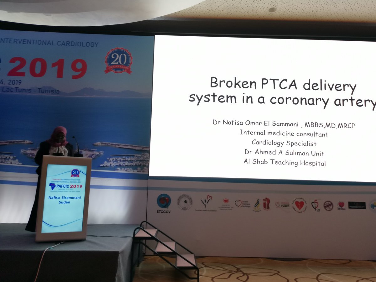Sudanheartgroup's tweet photo. Our new member in the cath lab Dr Nafisa Elsammani presenting today on how to retrieve a broken PTCA catheter
@nafisae28 @abdellateefMohm
#PAFCIC https://t.co/wTdM6uKKPf