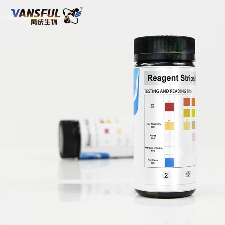 #vansful W-5,5 in 1 Water Test Strips for Pool Spa and Drinking Water 
Test Items: pH, Total alkalinity, Nitrite, Residual chlorine, Hardness; Reading Time: 60 seconds; Shelf Life:2 years