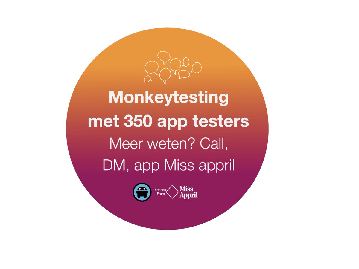 Missappril's tweet image. Opzoek naar app testers? Wij kunnen je helpen aan 350 testgebruikers woonachtig in Nl en die jouw kunnen helpen met de #app #monkeytesting