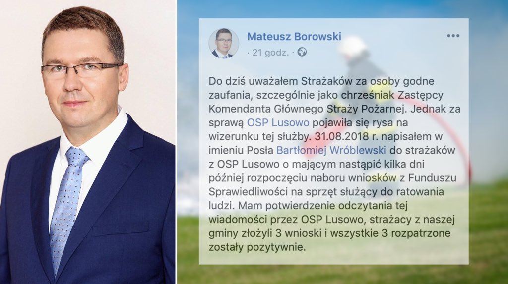 "Chrześniak z-cy komendanta głównego" opowiada, jak poseł załatwił pieniądze dla OSP -&gt; osp.pl/artykuly/chrze… <a href="/OnetWiadomosci/">Onet Wiadomości</a> <a href="/RadioZET_NEWS/">Radio ZET NEWS</a> <a href="/RMF24pl/">Fakty RMF FM</a> <a href="/tvn24/">tvn24</a> @Interia_Fakty <a href="/PolsatNewsPL/">PolsatNews.pl</a> @fakt24 <a href="/NewsSEpl/">SE.pl</a> <a href="/wirtualnapolska/">Wirtualna Polska</a>