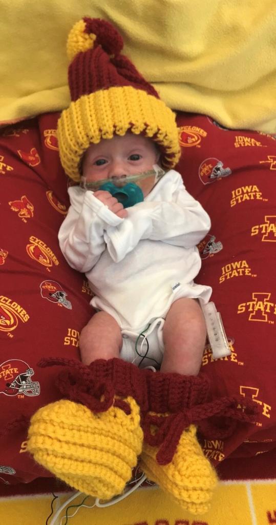 UIchildrens's tweet photo. No matter which team you're cheering for today, we can all agree that some of the toughest #Hawkeyes and #Cyclones you'll ever meet are in our #NICU! #CyHawk @CollegeGameDay https://t.co/uCpEIl8HOi