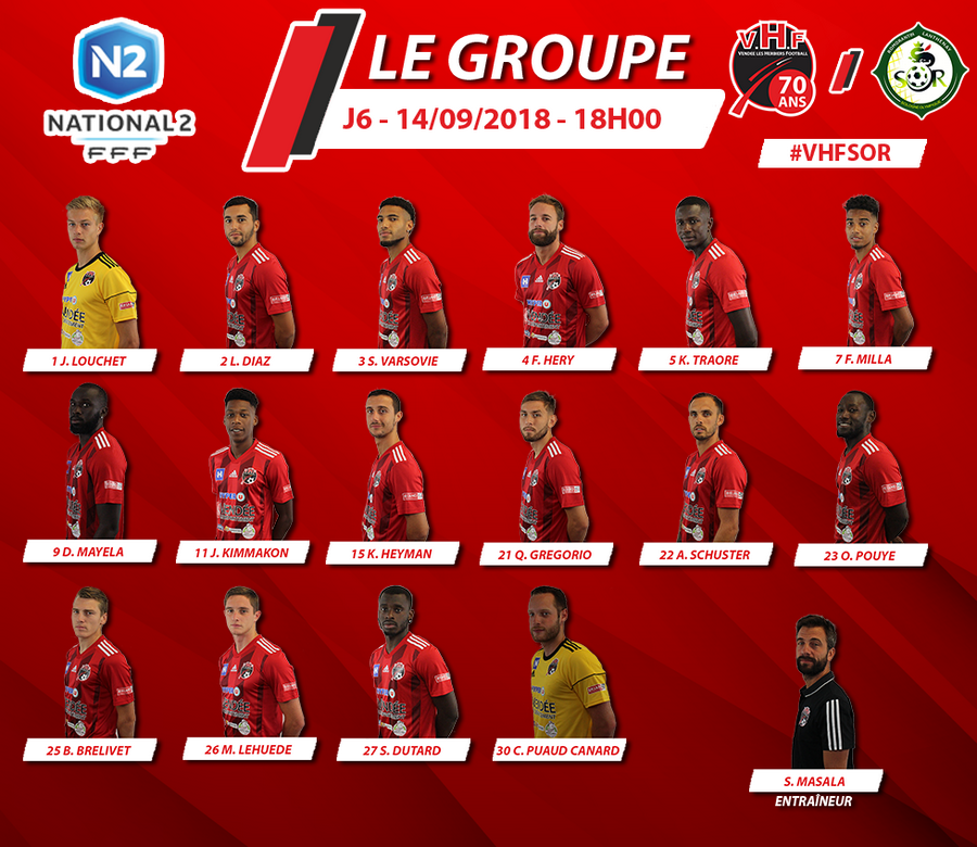 VHFootOfficiel's tweet photo. Découvrez le #groupe retenu par Stéphane #Masala pour affronter #Romorantin 🔴⚫️ #VHFSOR #AllezVHF https://t.co/a8yfrmHeQI