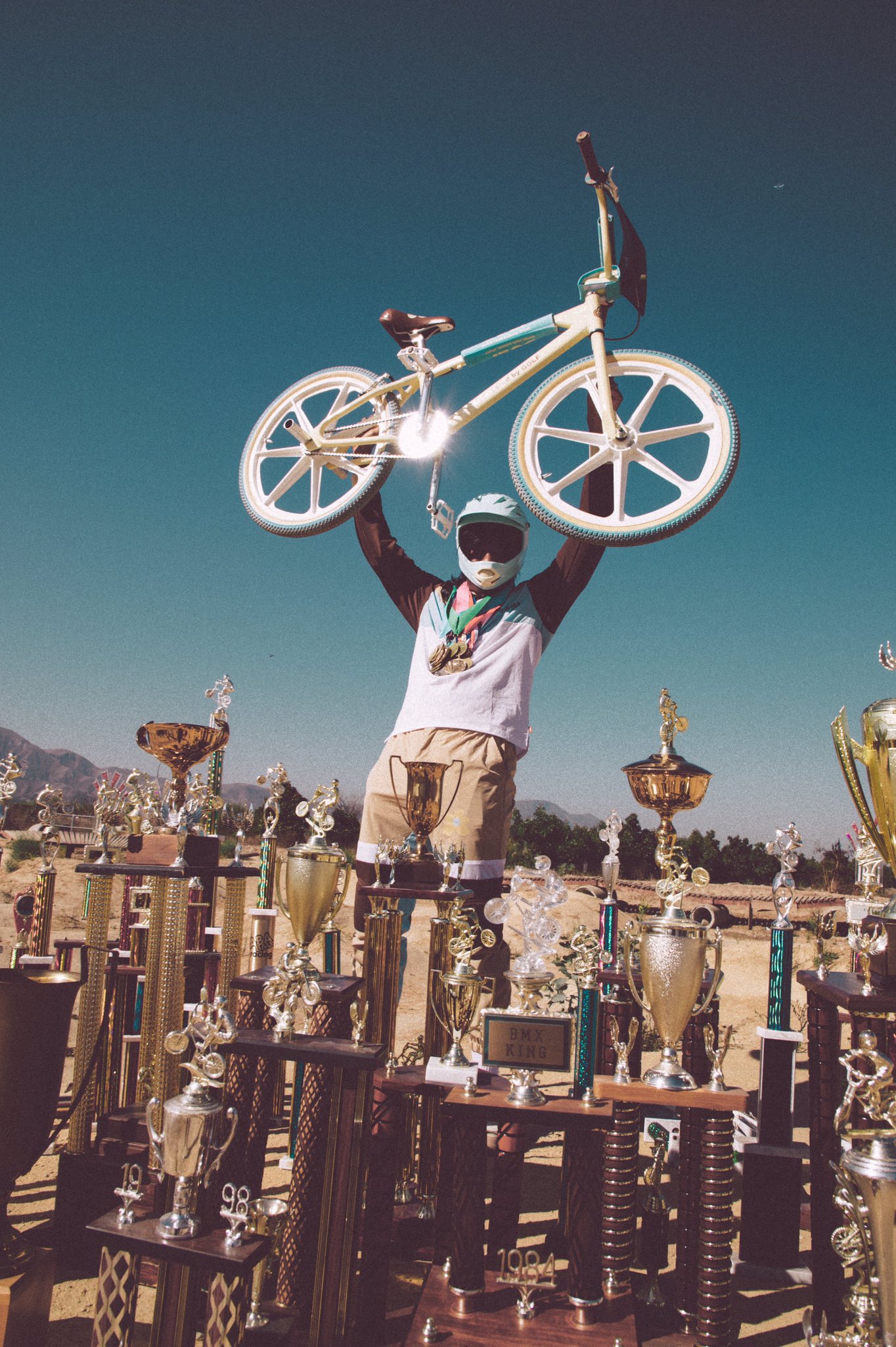 Tyler The Creator shows off his impressive bike skills as he rides