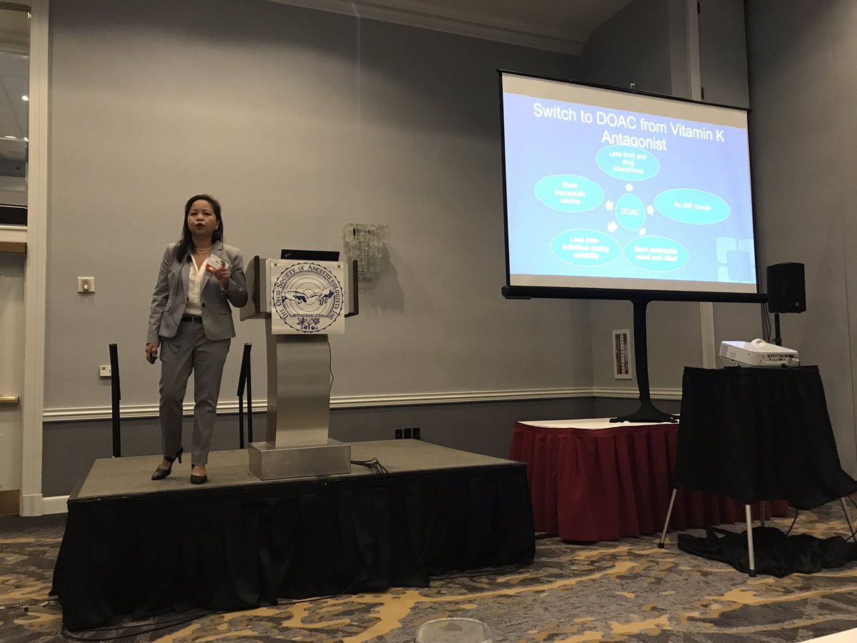 Dr Mariel Manlapaz #ClevelandClinic General Anesthesiology giving an excellent presentation on perioperative management of patients with DOACs #OSA2019