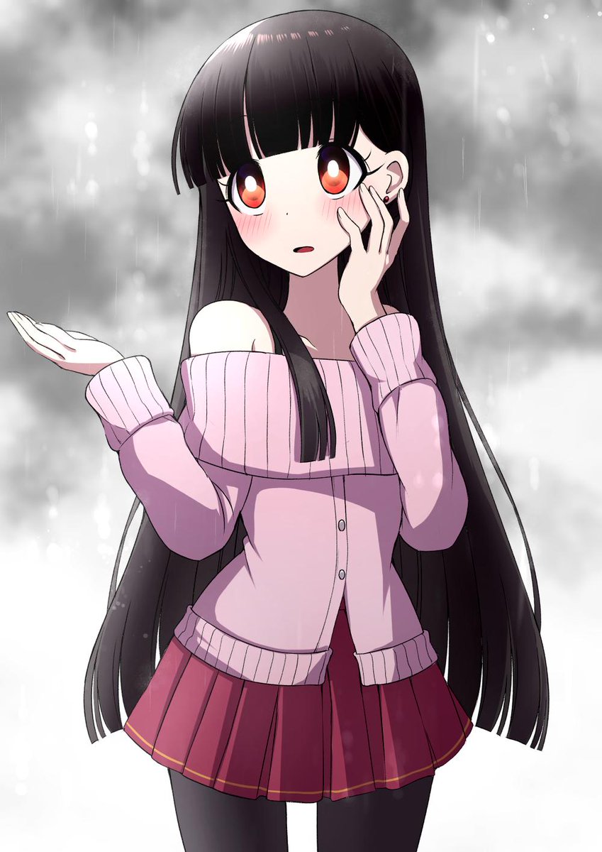 蓬莱山輝夜 「輝夜ちゃん描き始めくらいによく描いてた洋服輝夜+雨です✨久しぶりに描きましたね 」|つきみりんのイラスト