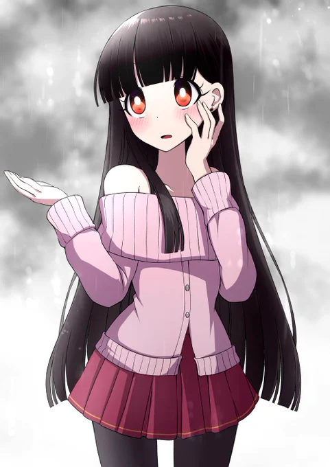 輝夜ちゃん描き始めくらいによく描いてた洋服輝夜+雨です✨久しぶりに描きましたね 