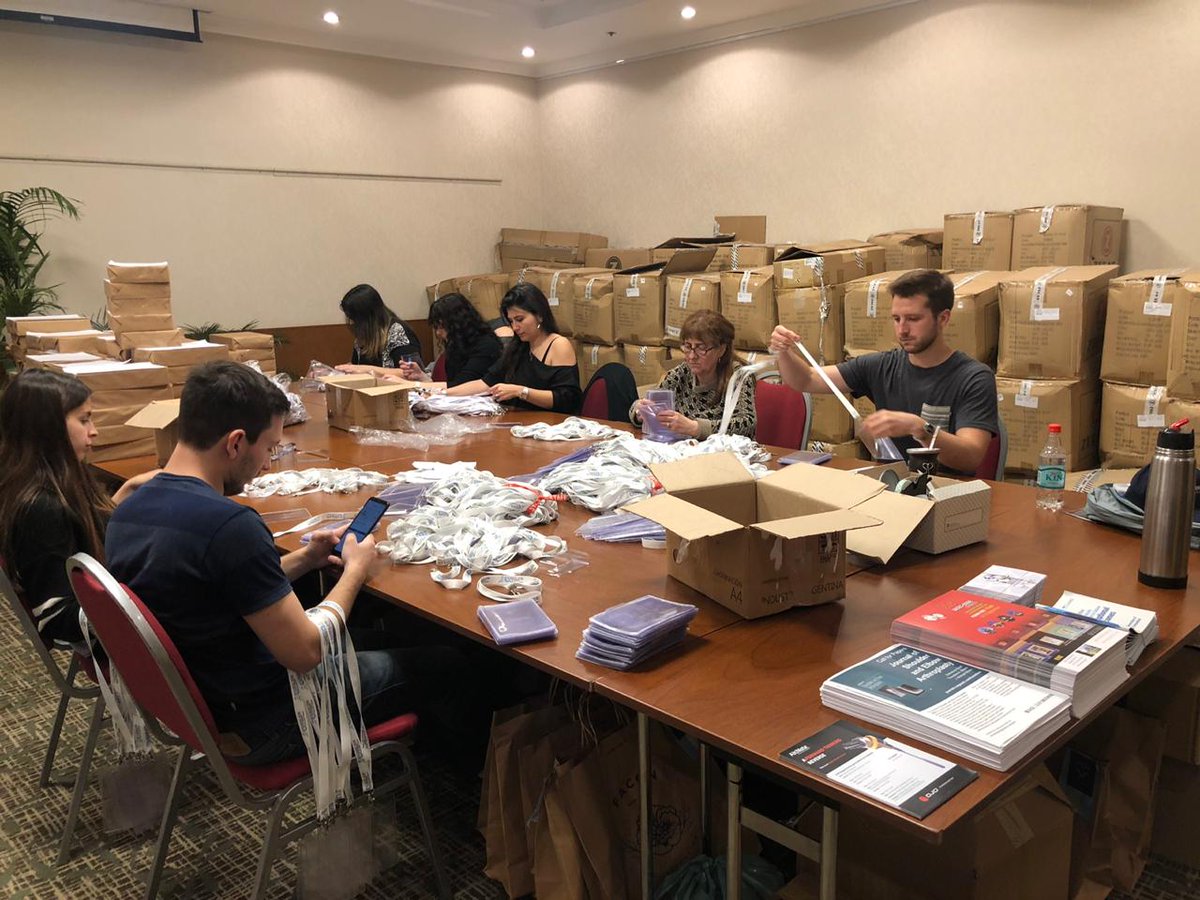 ICSES 2019 begins!!! Preparing the bags at the Hilton Hotel.