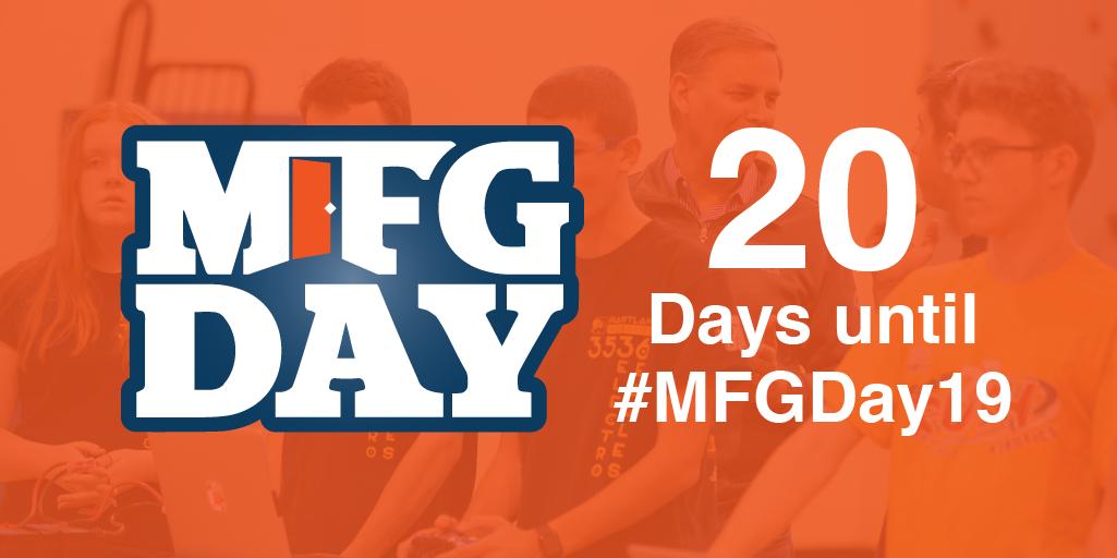 MfgDay's tweet photo. #MFGDay19 is in just 20 days! Share your plans to host or attend. https://t.co/QUwFmkANaF https://t.co/MQP2c5PeMn
