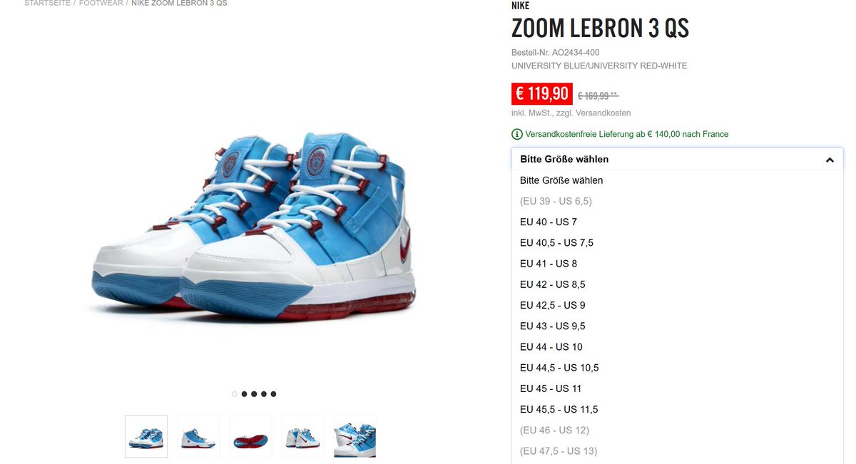 nike lebron 3 france