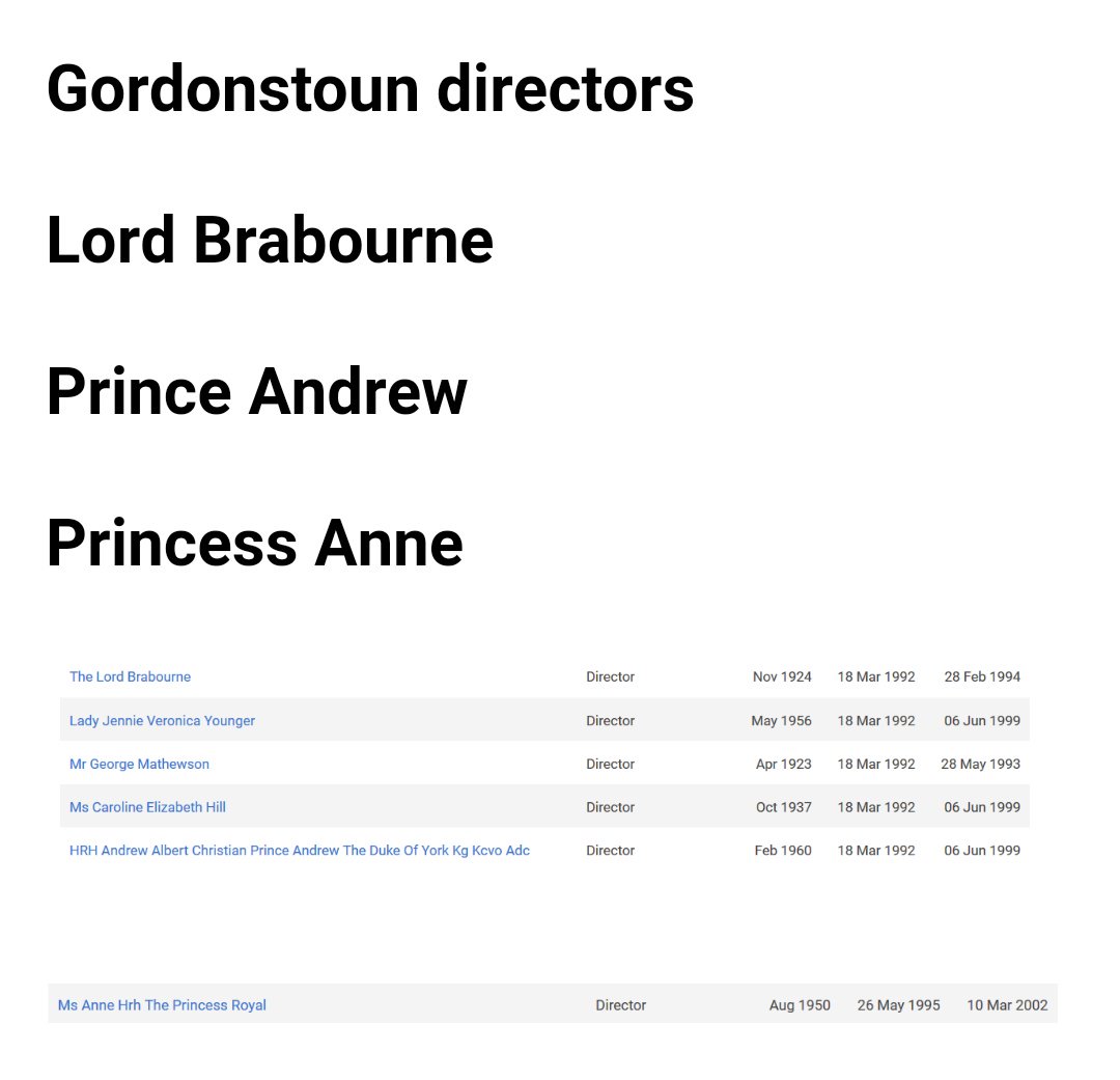 Amanda Ellingworth, Geoffrey Epstein's Prince Andrew, Princess Anne and Amanda's father Lord Brabourne were governors or directors of Gordonstoun.How surprising that files on child sex abuse at Gordonstoun vanished into thin air! Who would have thunk it? https://www.theguardian.com/society/2015/jun/28/gordonstoun-child-sex-abuse-search-for-victims