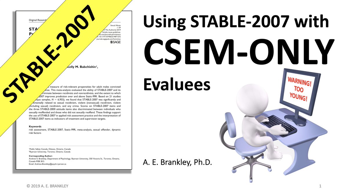 AEBrankley's tweet photo. Upcoming video on using #STABLE2007 with Child Porn/CSEM (only) evaluees
#RiskAssessment https://t.co/XHx8DJh1fL