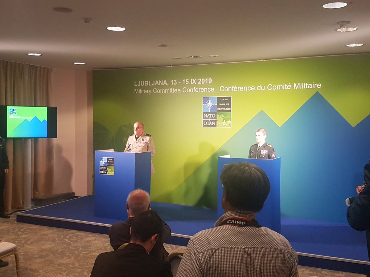 During press conference, Chairman of the #NATOMC, ACM Peach &amp; 🇸🇮 CHoD MGen Ermenc highlighted how #NATO &amp; #Slovenia are bound by shared history, values &amp; goals. This year, both are celebrating important anniversaries demonstrating once more that adaptation is key to endurance.