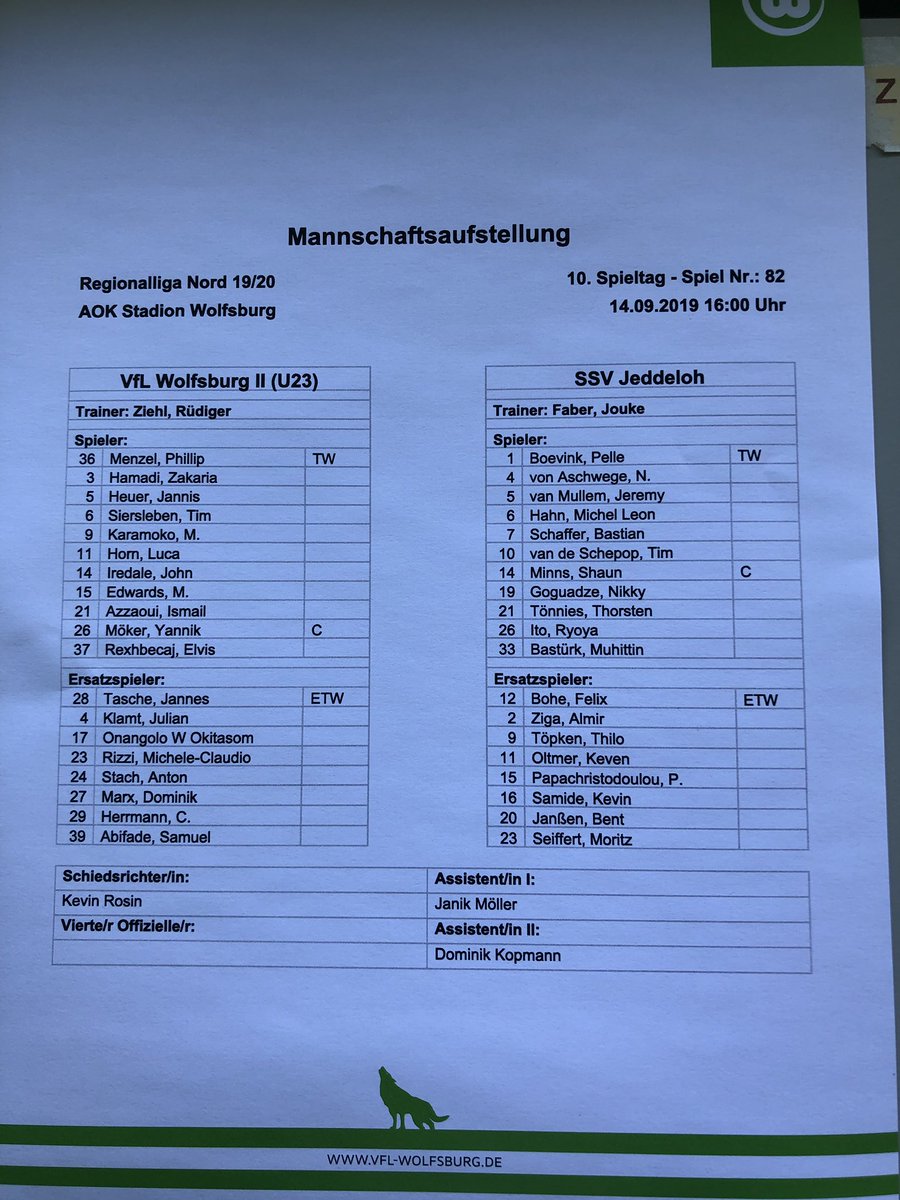 azwazsport's tweet photo. Mit #Rexhbecaj und #Azzaoui startet die U23 des #VfLWolfsburg gegen Jeddeloh! https://t.co/MC4XVnctS1