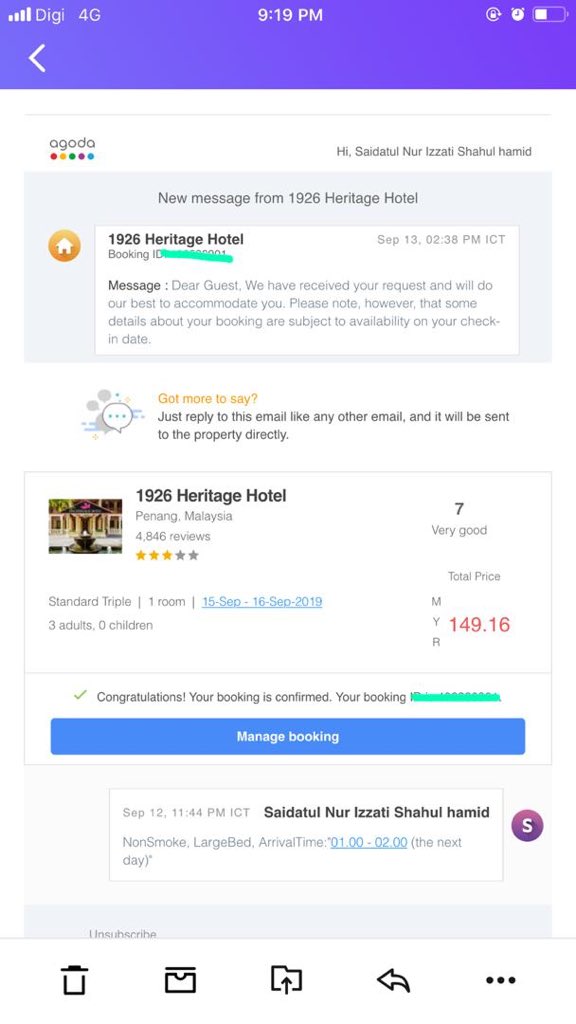 AnyssJack's tweet photo. Anyone nak pergi Penang esok? I’ve mistakenly booked the wrong date😢 Two rooms available at 
1926 Heritage Hotel on 
15 Sept,Sunday - 16 Sept,Monday. 

DM for details. 

RT PLEASE THANK YOU https://t.co/TXeAvAjNzZ