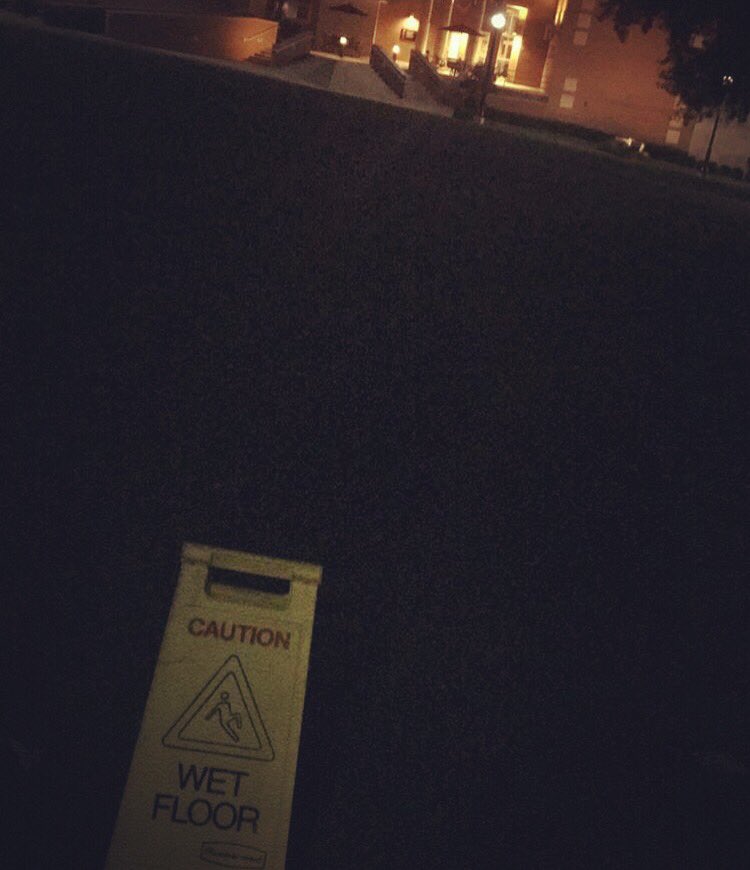 GUWetFloors's tweet photo. Spotted last night on Scott Field. Floor was "a little wet." Does the ground constitute a floor? Hmmm https://t.co/qmvBLAzZne