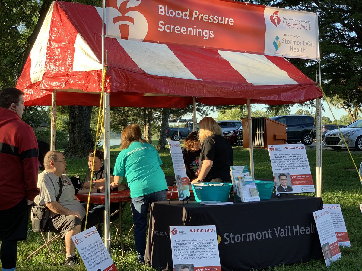 AHAKansas's tweet photo. We couldn’t have a successful event without the support of @StormontVail! They are providing blood pressure screenings to walkers today. Thank you! #TopekaHeartWalk https://t.co/ETNK9tTEIU