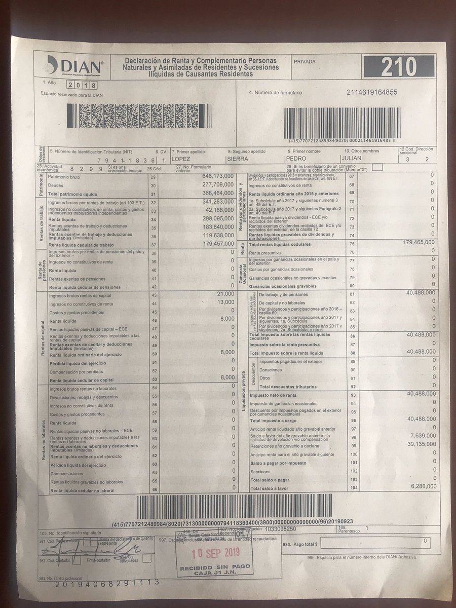 jlopezconcejal_'s tweet photo. Acepto el #RentaChallenge porque para mí siempre ha sido importante la transparencia. #CR45 #ConcejoDeBogotá https://t.co/dnARDMlGxL