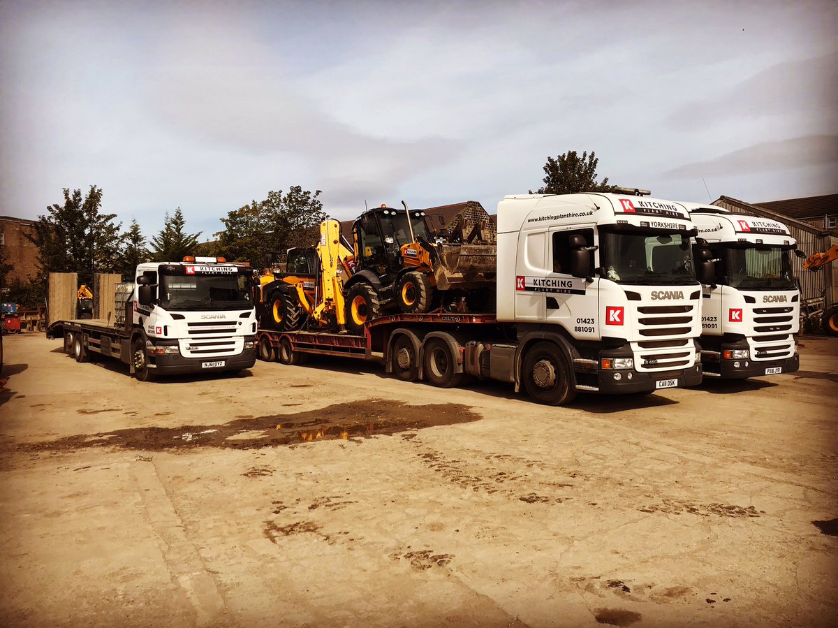 KitchingPlant's tweet photo. After a busy week for all 3 Scanias we are loaded up and ready to go again next week. 

#kitchingplanthire #planthire #harrogate #yorkshire #jcb #scania #digger #dumper #telehandler #forklift #roller #kingtrailer https://t.co/4zLMHQpsqO