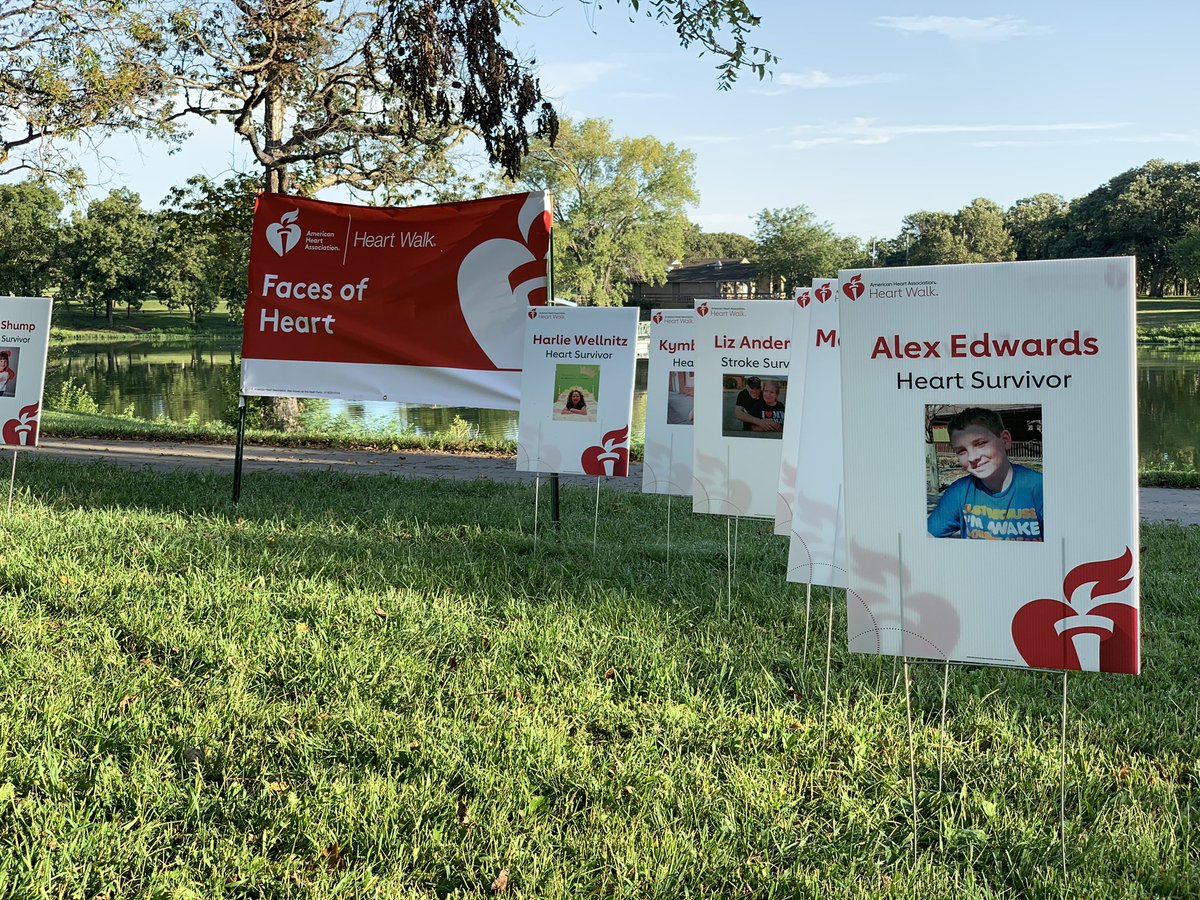 AHAKansas's tweet photo. One of our favorite things to see every year is the Faces of Heart posters. These posters feature local heart and stroke survivors. ❤️ Thank you to @StFrancisTopeka for sponsoring! #TopekaHeartWalk https://t.co/8CM76MIODr