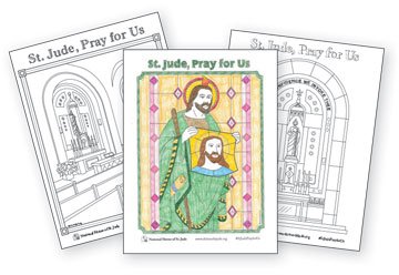 Today is National Coloring Day! Download our National Shrine of St. Jude coloring pages for a fun activity to celebrate this day: bit.ly/shrinecolor - #stjude #saintjude #coloringpages #catholic #saint #apostle #celebrate #devotion #hope #nationalcoloringday #coloring