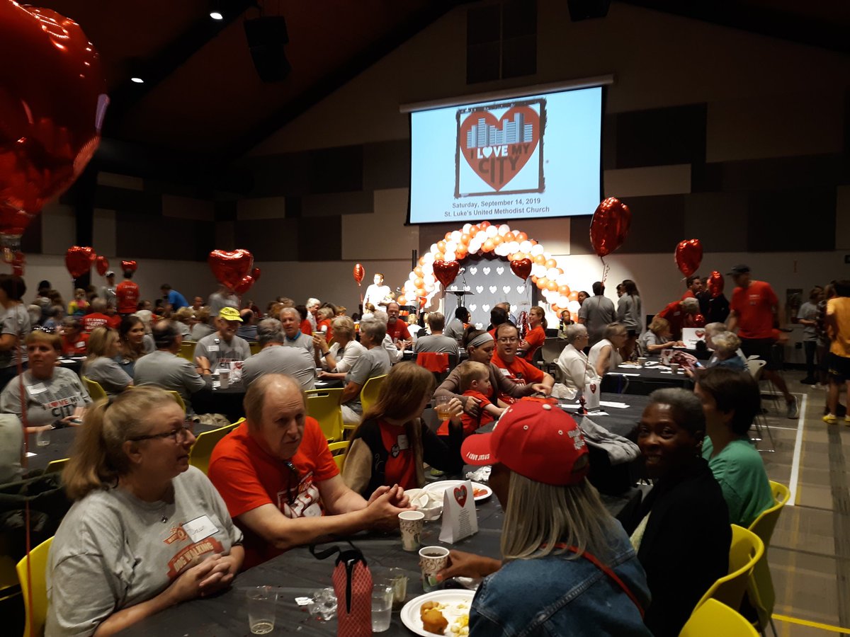 IndyMNAs's tweet photo. "Greater things are still to be done in this City" is the message this morning at @stlukesindy for I Love My City initiative. Hundreds of church members will complete service projects countywide today. #MNAMo https://t.co/feamNTtmjK