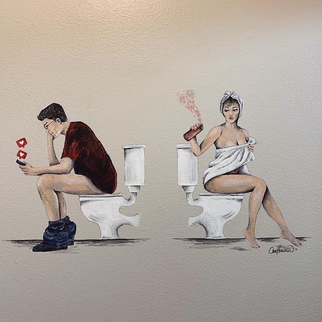 SmashTransit's tweet photo. ๐ This brilliant commission piece by @CloeHakakian ๐ฝ
#bathroomhumor #contemporaryart #cloeart #bathroomdecor #modernart #homedecor #artoftheday #bathroomsigns #pottyhumor #toilethumor #bathroomdesign #modernartist https://t.co/n01FGYicKL