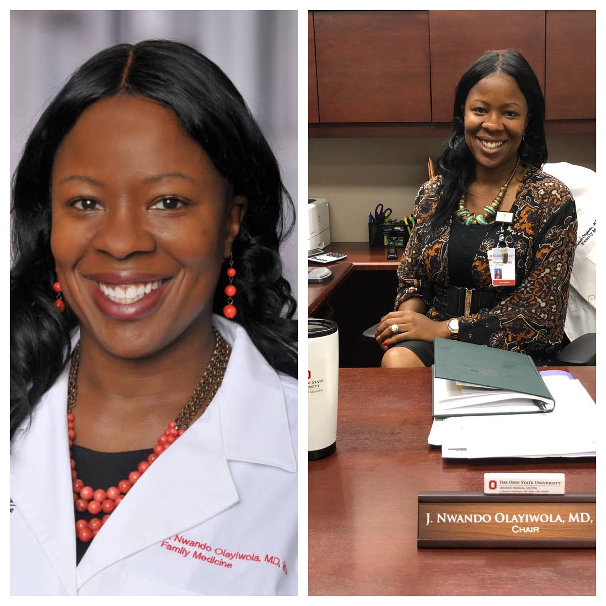 DrNwando's tweet photo. Another week down as Chair of #FamilyMedicine at @OhioStateMed @OSUWexMed! Highlights of week were #ChairTalks, strategy w/ Exec Committee, connecting w/ #FAME, clinical staff, communications, philanthropy, legal, operations, more. Plus seeing some homies &amp; getting my headshot! https://t.co/JbNzEAAC2R