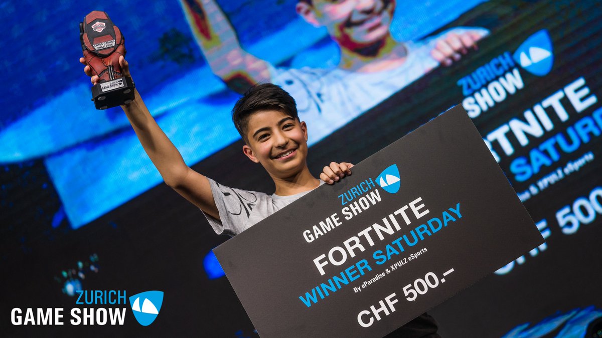 Congratulations to our <a href="/FortniteGame/">FortniteGame</a> Challenge Champion here at the @zurichgameshow : "Be like Vomiloo"! An impressive performance in front of the full crowd grants him 500 CHF and a whole lot of pride!