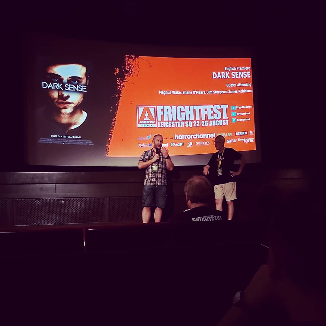 nottsey's tweet photo. DARK SENSE 2019 @FrightFest #darksense #frightfest #myfrightfest2019 #London #pcc #princecharlescinema @ianfrightfest introduced @thedarksense with @magnuswake, @Shane0Meara, Jim Sturgeon and @Rabbiejim. https://t.co/7xZu84UI0h