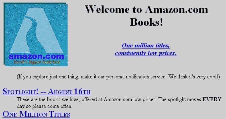 JonErlichman's tweet image. Early websites for tech companies

Facebook (2004), Netflix (1999), 
Amazon (1995), &amp;amp; Google (1997):