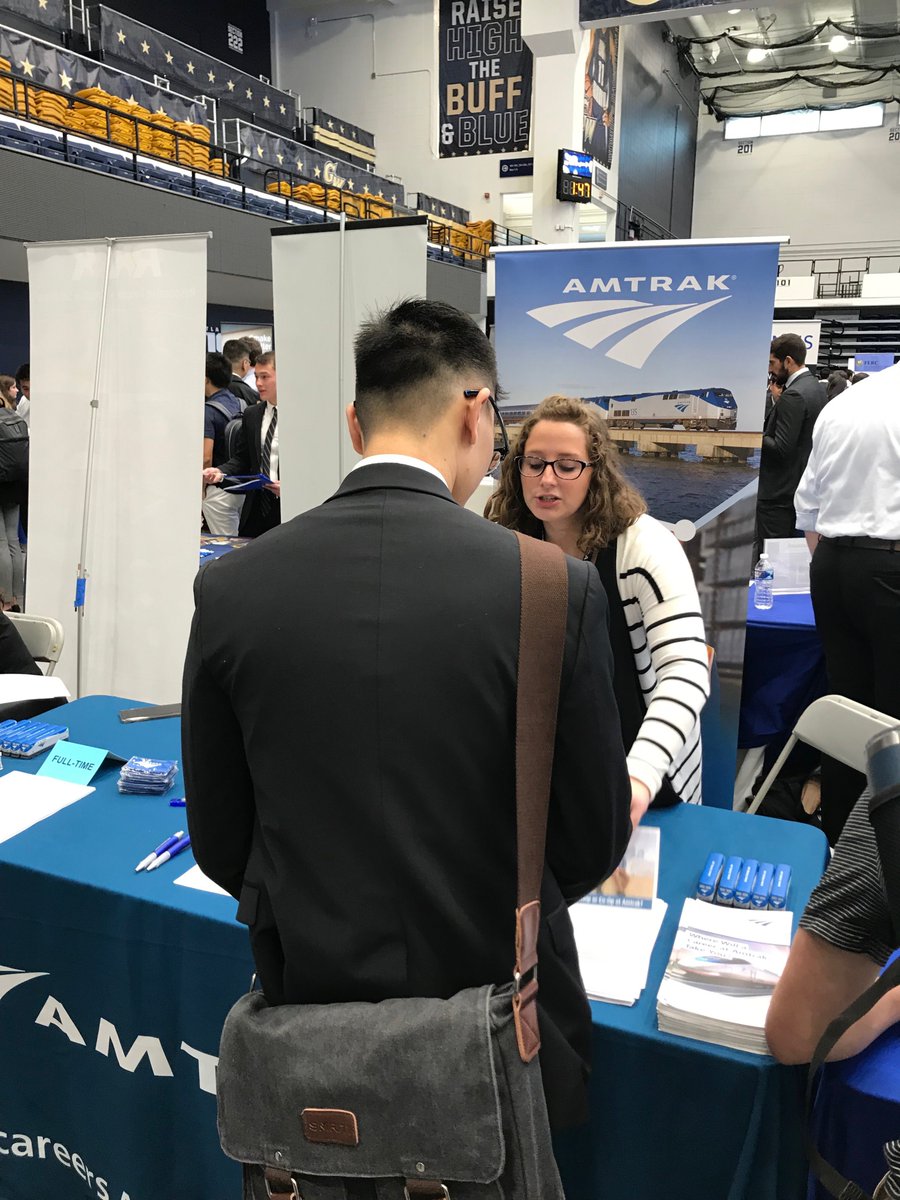 AmtrakStudents's tweet photo. We've had a busy week attending lots of career fairs... and we'll be attending even more upcoming! Come meet us to talk about jobs, internships, scholarships, and the Manager Trainee program! https://t.co/TERfCKeGpx